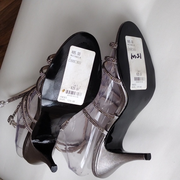 Caparros Michaela crystal embellished pewter heel sandals 8.5 - Picture 11 of 13